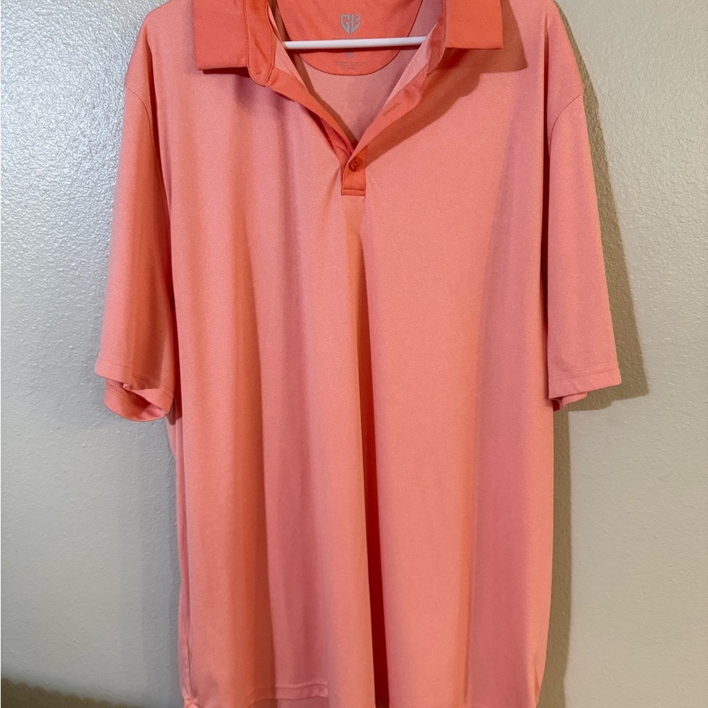 Graham Luxe Orange Polo Shirt with Collar-has small spot on shirt, pictured.